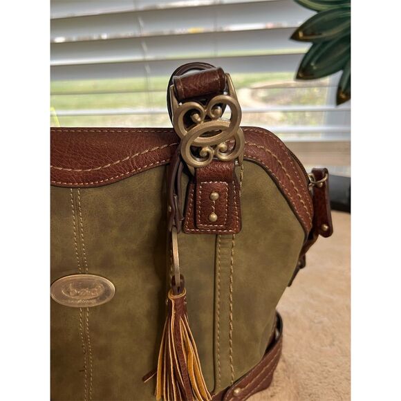 b.o.c. Marsdon Women's Green & Brown Shoulder Bag with Tassel Detail - Picture 4 of 16